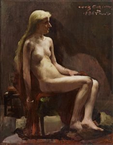 着席女性ヌード